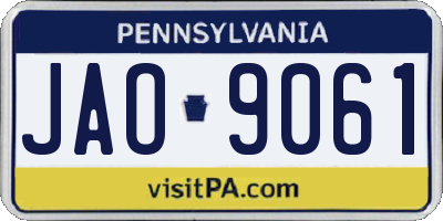PA license plate JAO9061
