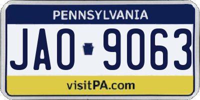 PA license plate JAO9063