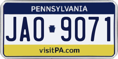PA license plate JAO9071