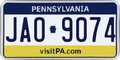 PA license plate JAO9074