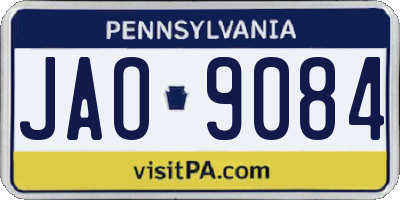 PA license plate JAO9084