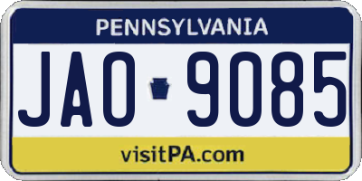PA license plate JAO9085