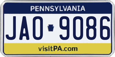PA license plate JAO9086