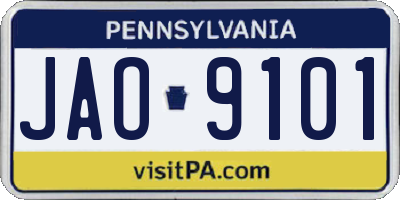 PA license plate JAO9101