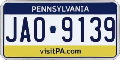 PA license plate JAO9139