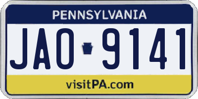 PA license plate JAO9141