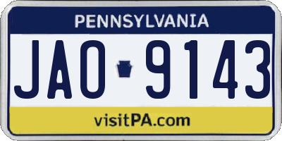 PA license plate JAO9143
