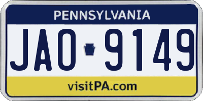 PA license plate JAO9149