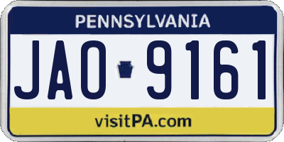 PA license plate JAO9161
