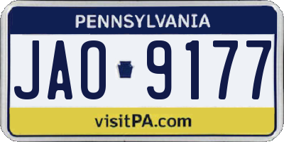 PA license plate JAO9177