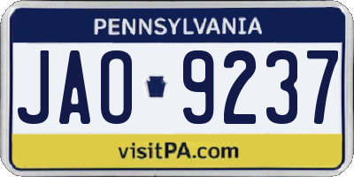 PA license plate JAO9237