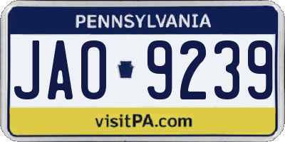 PA license plate JAO9239