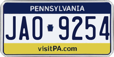 PA license plate JAO9254