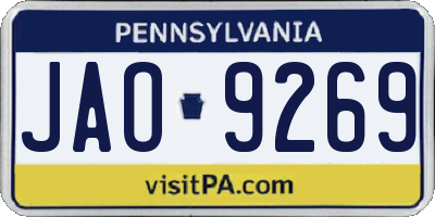 PA license plate JAO9269