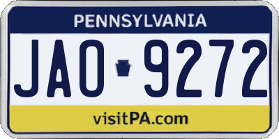 PA license plate JAO9272