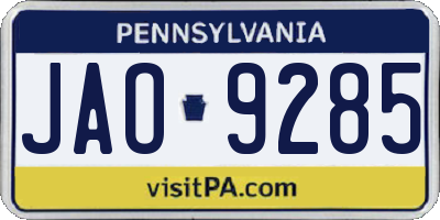 PA license plate JAO9285
