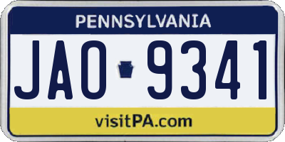 PA license plate JAO9341