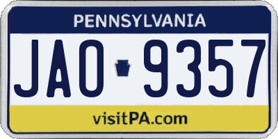 PA license plate JAO9357