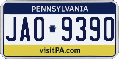 PA license plate JAO9390