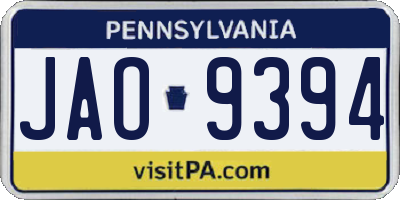 PA license plate JAO9394