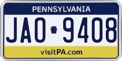 PA license plate JAO9408