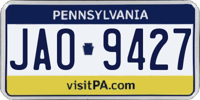 PA license plate JAO9427