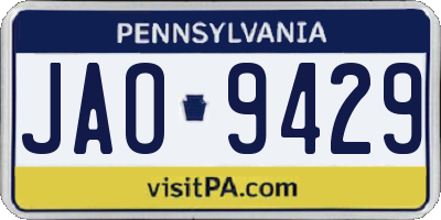 PA license plate JAO9429