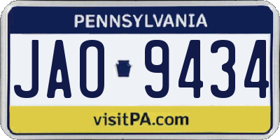 PA license plate JAO9434