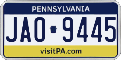PA license plate JAO9445