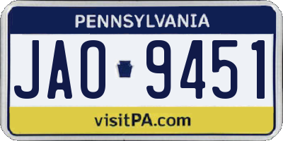 PA license plate JAO9451