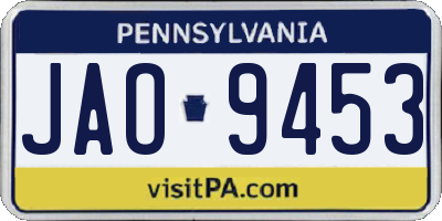 PA license plate JAO9453