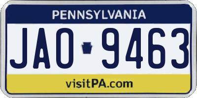PA license plate JAO9463