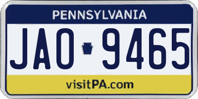 PA license plate JAO9465
