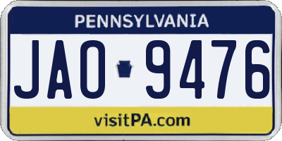 PA license plate JAO9476