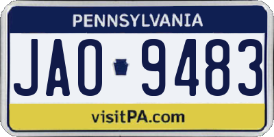 PA license plate JAO9483