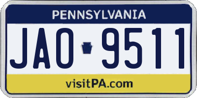PA license plate JAO9511