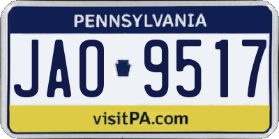 PA license plate JAO9517