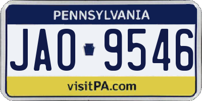 PA license plate JAO9546
