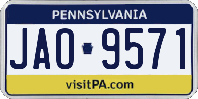 PA license plate JAO9571
