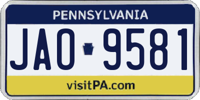 PA license plate JAO9581