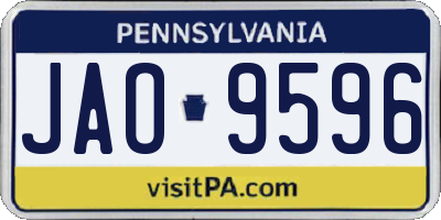 PA license plate JAO9596