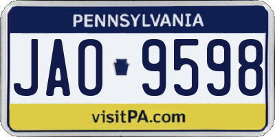 PA license plate JAO9598