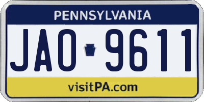 PA license plate JAO9611