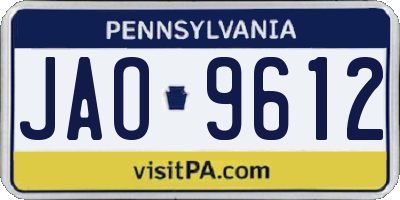 PA license plate JAO9612