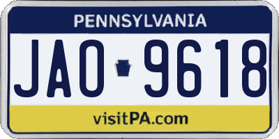 PA license plate JAO9618