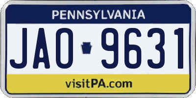 PA license plate JAO9631