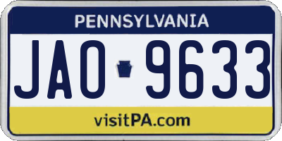 PA license plate JAO9633