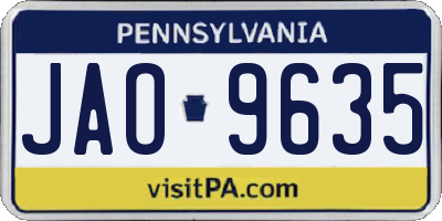 PA license plate JAO9635