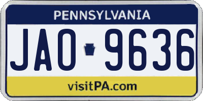 PA license plate JAO9636