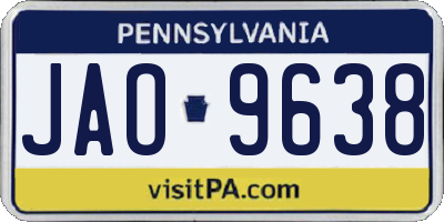 PA license plate JAO9638